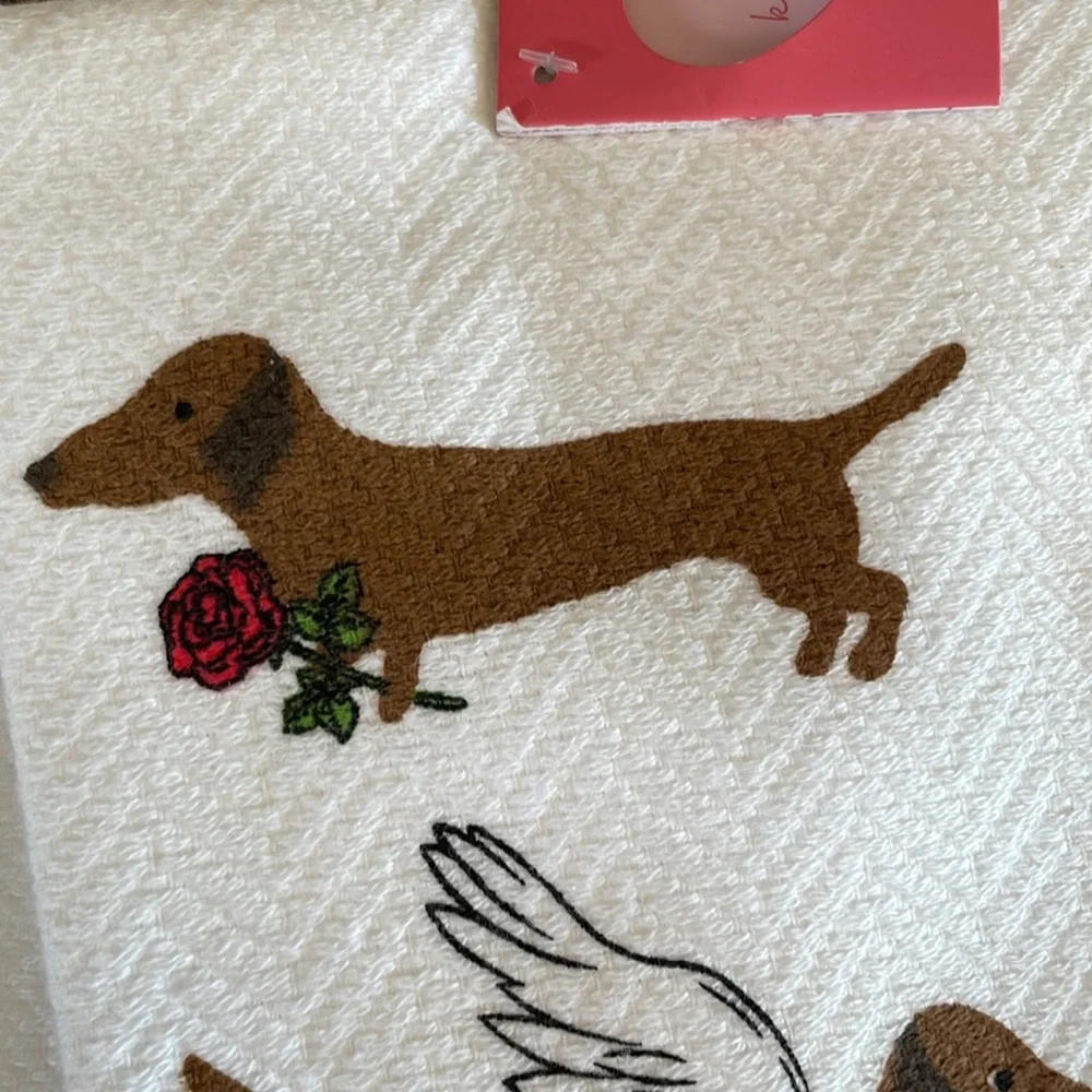 Valentine’s Day themed dachshund kitchen towels set of two